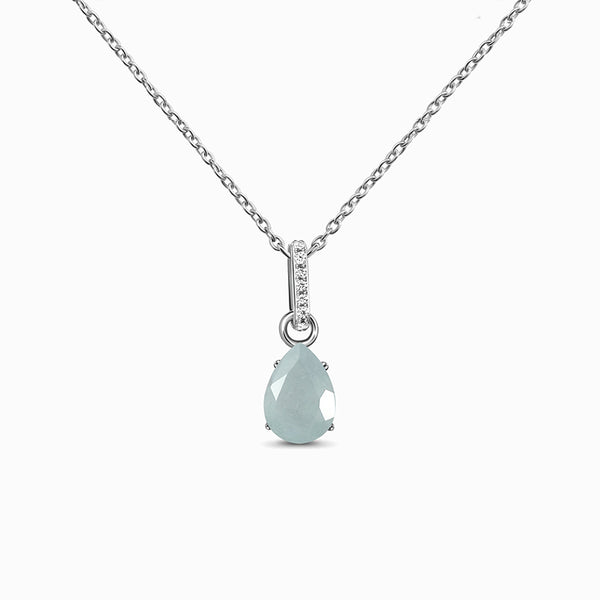 Aquamarine Pendant Necklace - March Birthstone