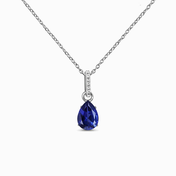 Blue Sapphire Pendant Necklace - September Birthstone