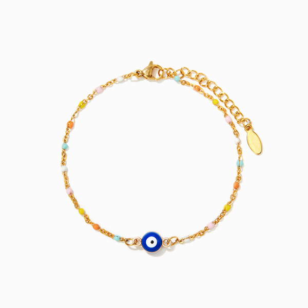 Color Beaded Blue Evil Eye Bracelet