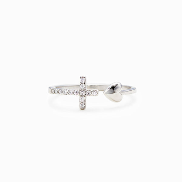 Cross & Heart Ring