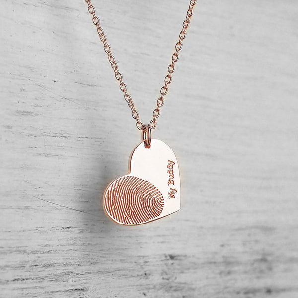 Custom Actual Fingerprint Heart Necklace