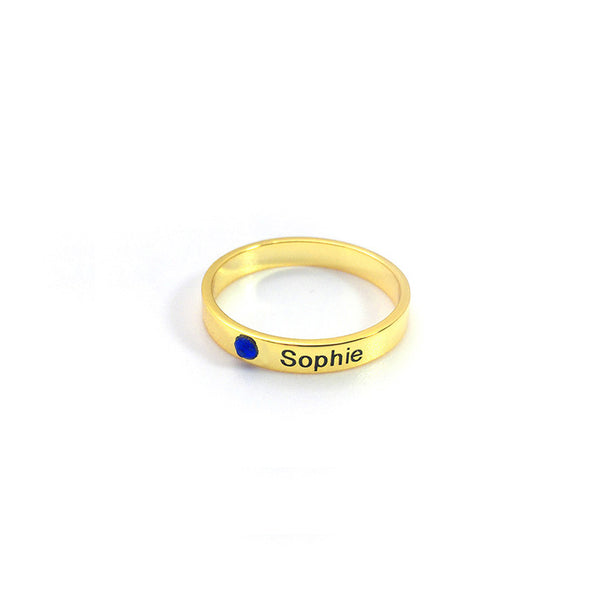 Custom Birthstone Name Ring