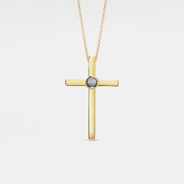 Custom Men Cross Projection Pendant Necklace