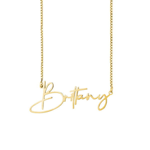 Gold Name Necklace in Box Chain