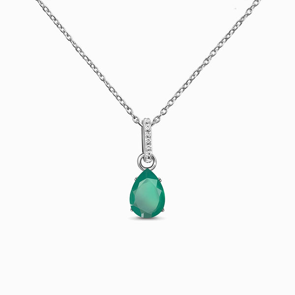 Green Onyx Pendant Necklace - May Birthstone