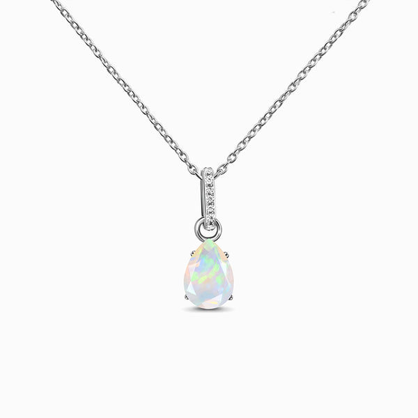 Opal Pendant Necklace - October Birthstone