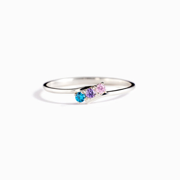 Personalized 1-4 Birthstones Bypass Ring