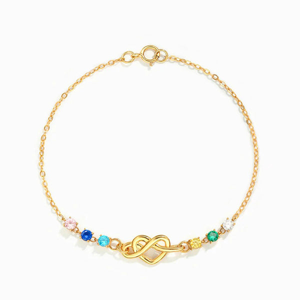 Personalized 1-8 Birthstones Heart Knot Bracelet