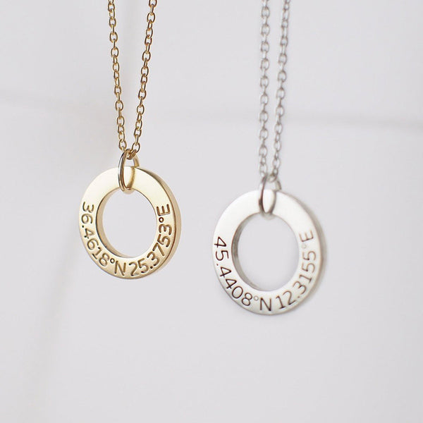 Personalized Coordinates Circle Necklace