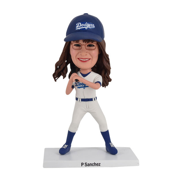 Personalized Female Baseball Bobblehead