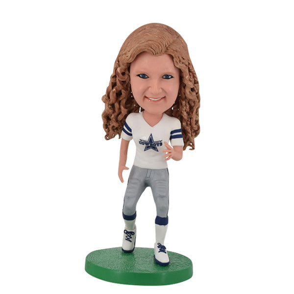 Personalized Female Football Bobblehead