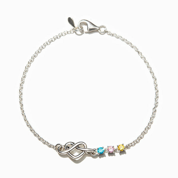 Personalized 1-8 Birthstones Heart Knot Bracelet