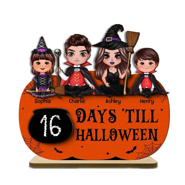 Personalized 2-Layer Standing Wooden Plaque for Family Halloween Countdown