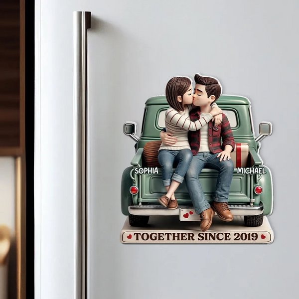 Personalized Acrylic Fridge Magnet For Couple On Truck