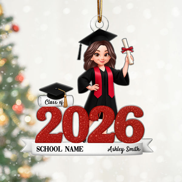 Personalized Acrylic Ornament - Christmas Gift For Class Of 2025/2026 3D Effect Senior