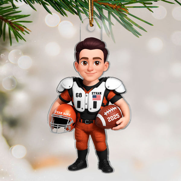 Personalized Acrylic Ornament For Proud American Football Player