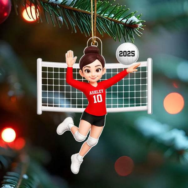 Personalized Acrylic Ornament For Volleyball Girl In Spike