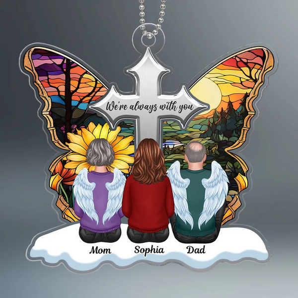 Personalized Acrylic Ornament for Family Memorial Keepsake (Cross Butterfly)