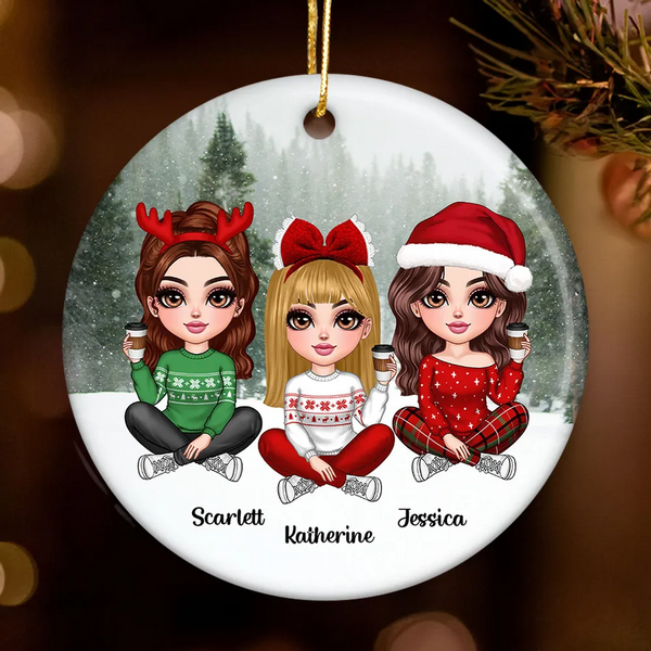 Personalized Ceramic Ornament for Besties / Sisters / Friends（Realistic Winter Scene）