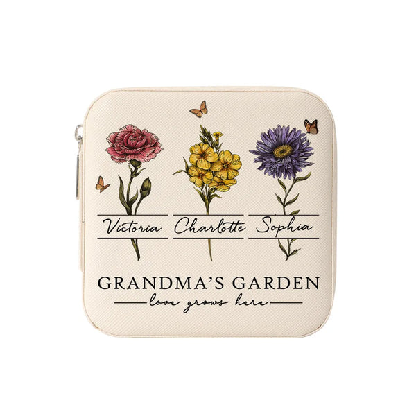Personalized Jewelry Box with Vintage Birth Month Flower