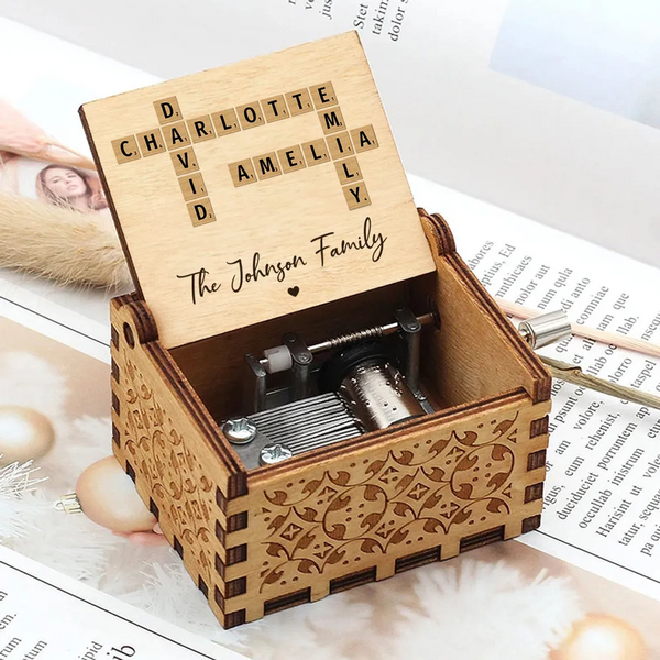 Personalized Music Box For Family Crossword Art
