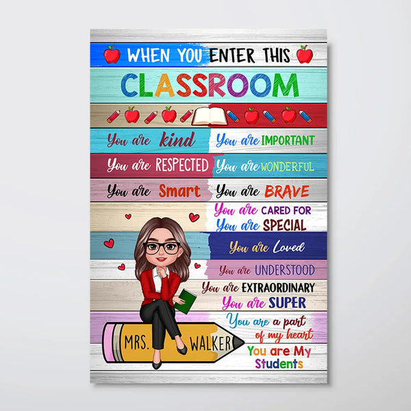 Personalized Poster For Teacher Sitting On Pencil