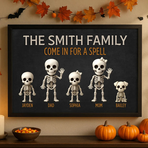 Personalized Poster With 3D Effect Halloween Spooky Funny Skeleton
