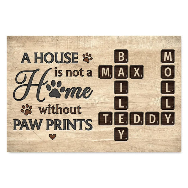 Personalized Poster for Pet Lover With Paw Prints Crossword Puzzle Art