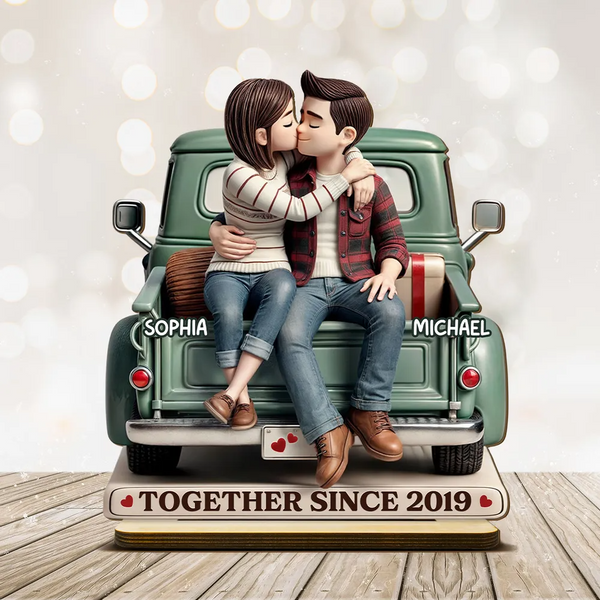 Personalized Standing Wooden Plaque For Couple On Truck