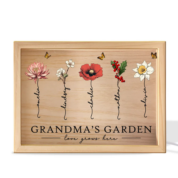 Personalized Wooden Frame Light Box For Grandma/Mom