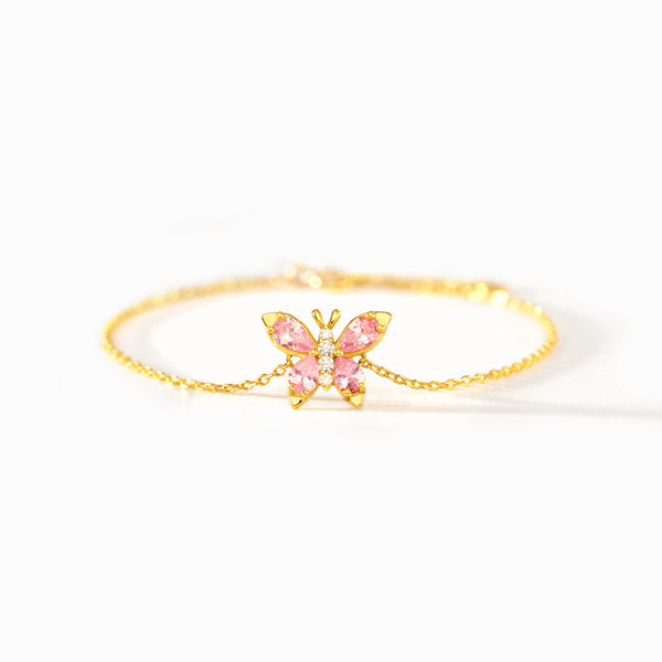 Pink Crystal Butterfly Bracelet