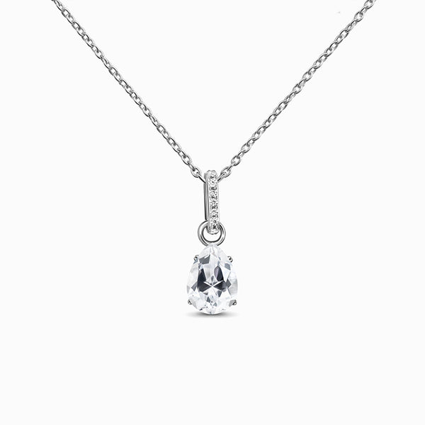 White Topaz Pendant Necklace - April Birthstone